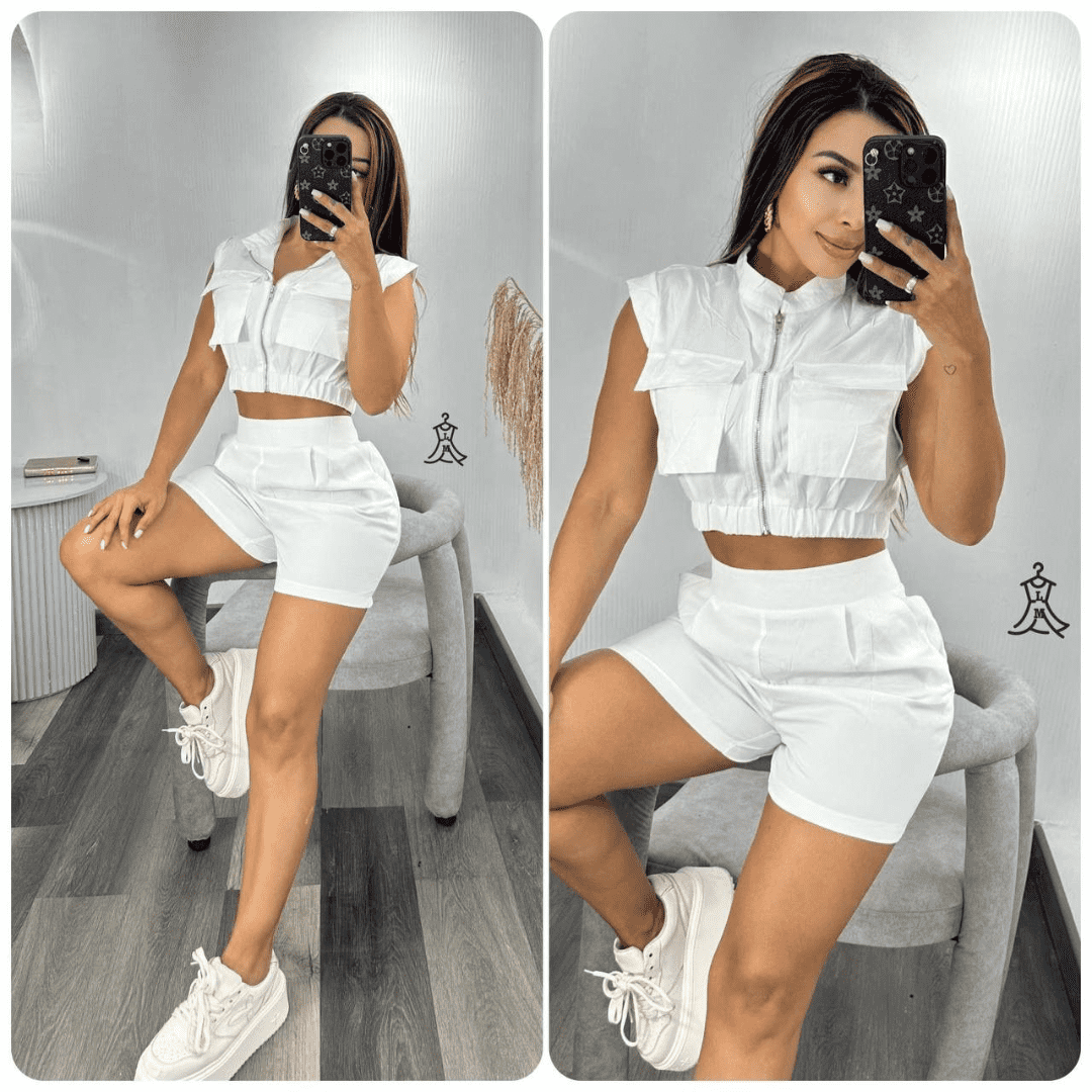 Set short y chaleco tipo cargo. 30% OFF